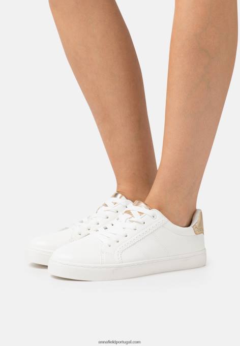 mulheres tênis branco/dourado F4BZ0D1204 Anna Field