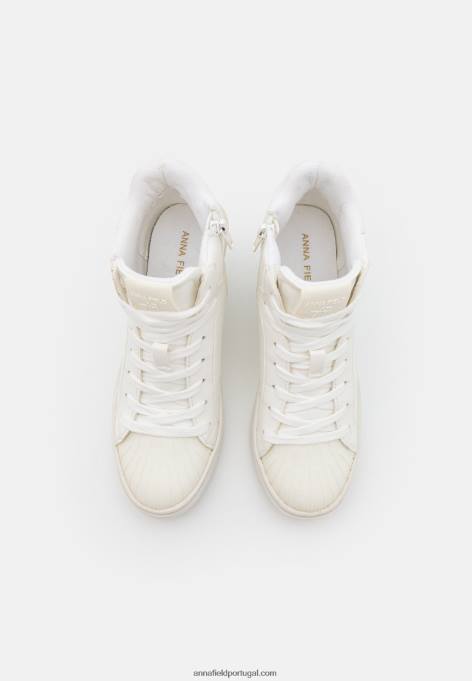 mulheres tênis cano alto branco F4BZ0D1229 Anna Field