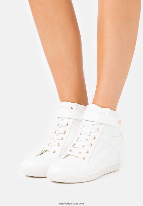 mulheres tênis cano alto branco F4BZ0D1230 Anna Field