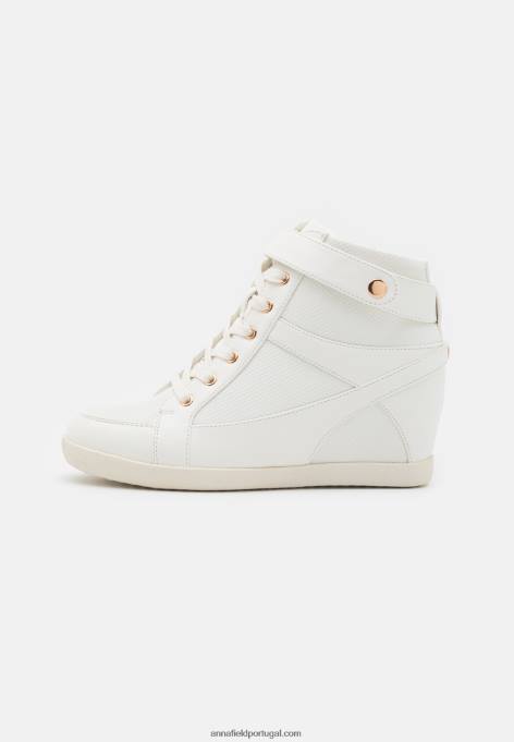 mulheres tênis cano alto branco F4BZ0D1230 Anna Field