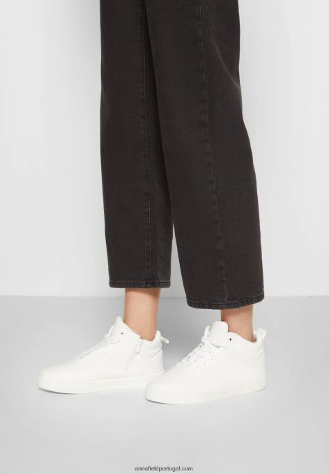 mulheres tênis cano alto branco F4BZ0D1233 Anna Field