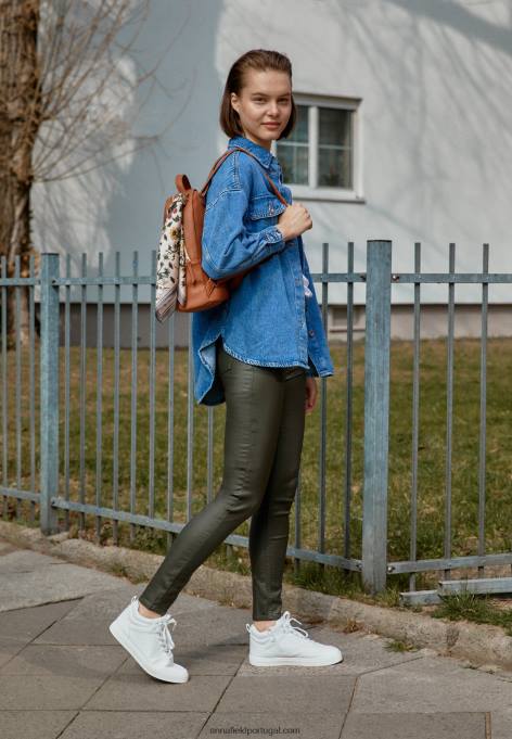 mulheres tênis cano alto branco F4BZ0D1233 Anna Field