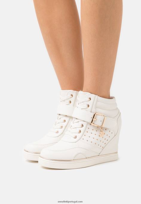 mulheres tênis cano alto branco F4BZ0D1239 Anna Field