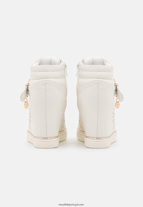 mulheres tênis cano alto branco F4BZ0D1239 Anna Field
