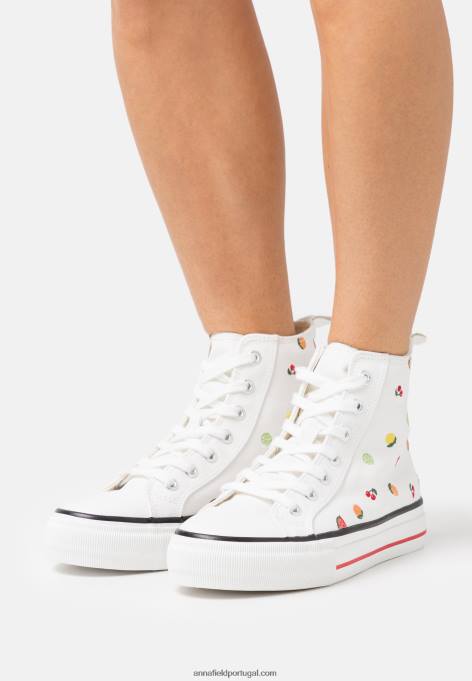 mulheres tênis cano alto branco F4BZ0D1240 Anna Field