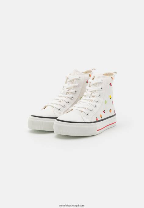 mulheres tênis cano alto branco F4BZ0D1240 Anna Field