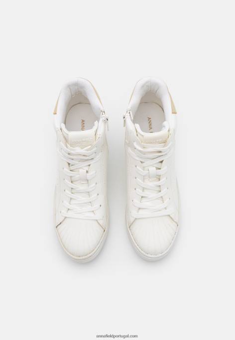 mulheres tênis cano alto branco/dourado F4BZ0D1231 Anna Field