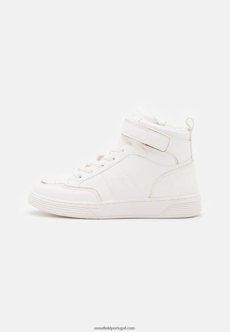 mulheres tênis cano alto branco/dourado F4BZ0D1234 Anna Field