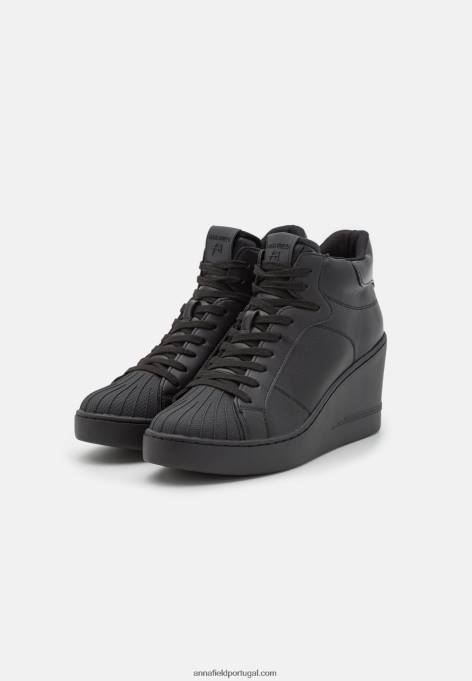 mulheres tênis cano alto preto F4BZ0D1227 Anna Field