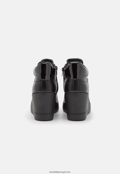 mulheres tênis cano alto preto F4BZ0D1227 Anna Field