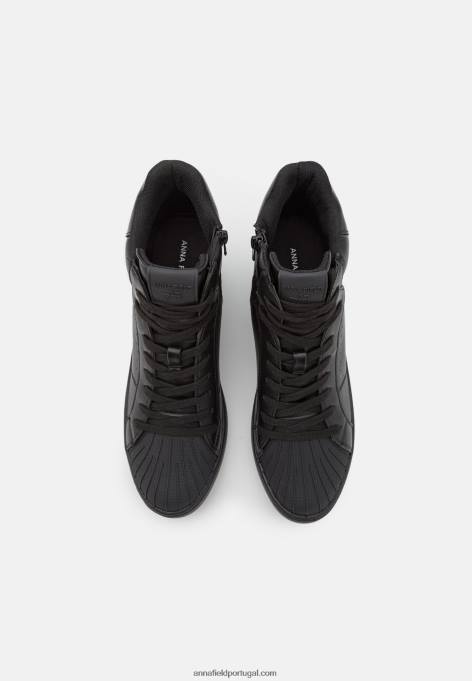 mulheres tênis cano alto preto F4BZ0D1227 Anna Field