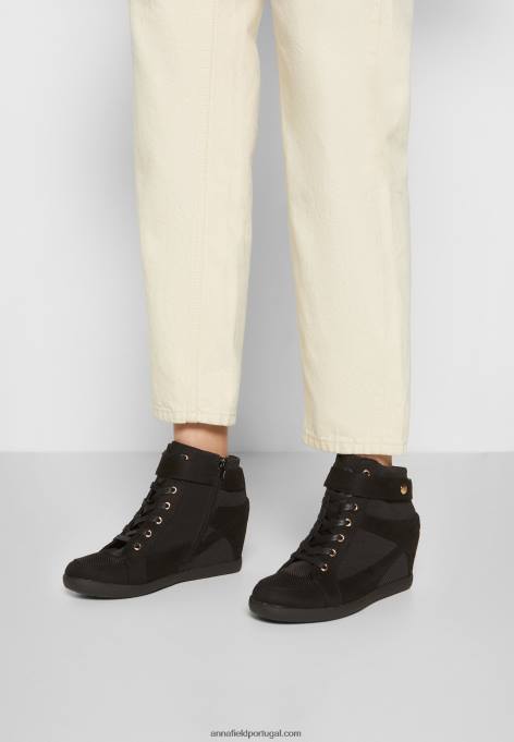 mulheres tênis cano alto preto F4BZ0D1228 Anna Field