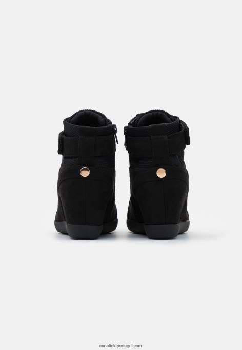 mulheres tênis cano alto preto F4BZ0D1228 Anna Field