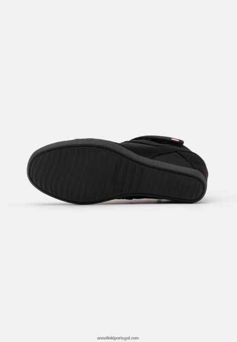 mulheres tênis cano alto preto F4BZ0D1228 Anna Field