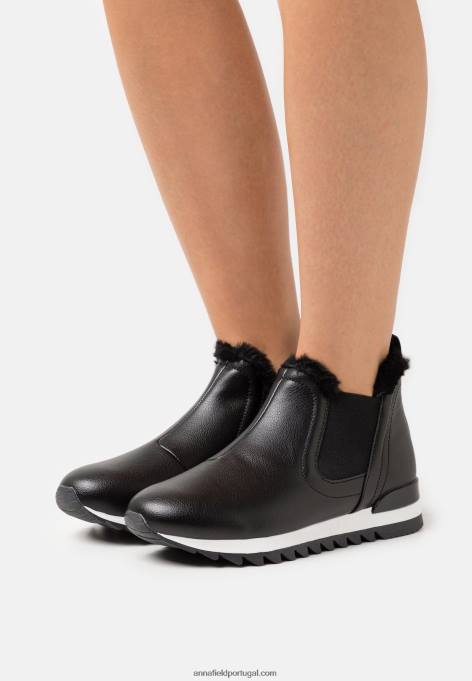 mulheres tênis cano alto preto F4BZ0D1235 Anna Field