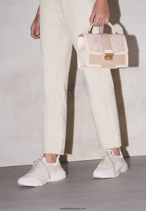 mulheres tênis de couro bege F4BZ0D1175 Anna Field