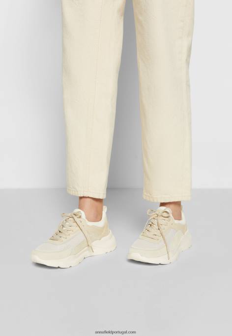 mulheres tênis de couro bege F4BZ0D1175 Anna Field