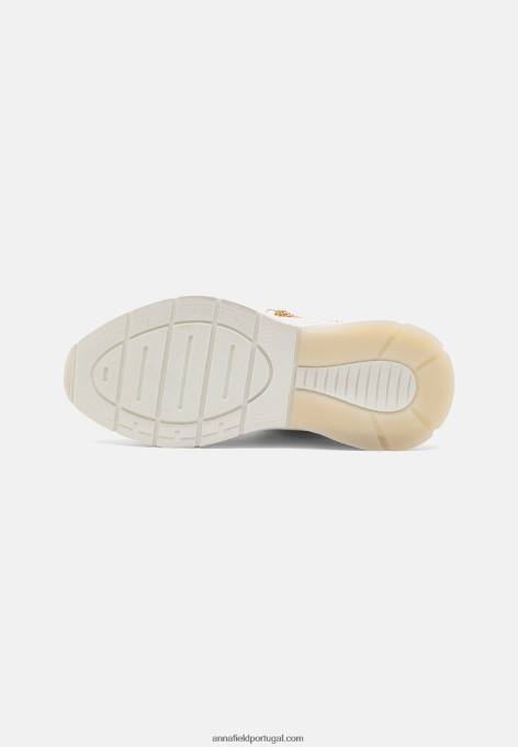 mulheres tênis de couro branco/dourado F4BZ0D1201 Anna Field