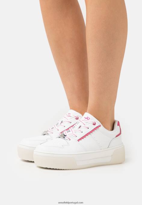 mulheres tênis de couro branco/rosa F4BZ0D1211 Anna Field