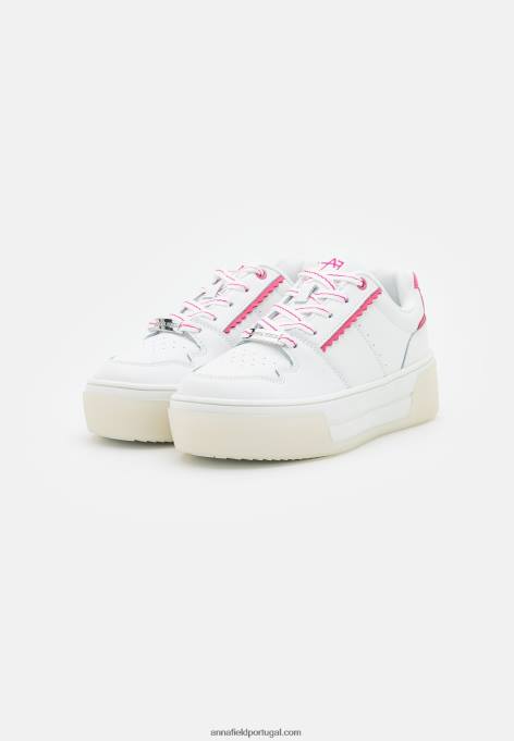 mulheres tênis de couro branco/rosa F4BZ0D1211 Anna Field