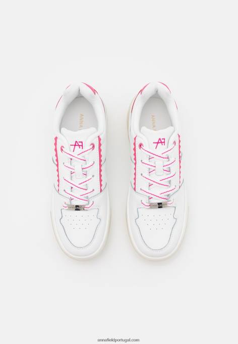 mulheres tênis de couro branco/rosa F4BZ0D1211 Anna Field