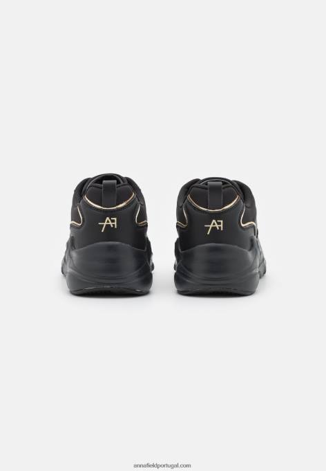 mulheres tênis de couro preto F4BZ0D1203 Anna Field