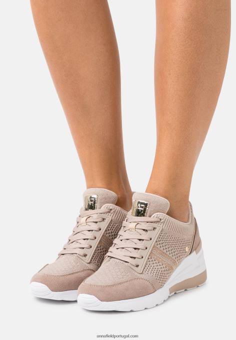 mulheres tênis mix de couro bege F4BZ0D1215 Anna Field