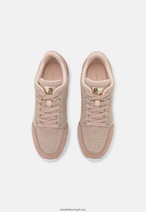 mulheres tênis mix de couro bege F4BZ0D1215 Anna Field